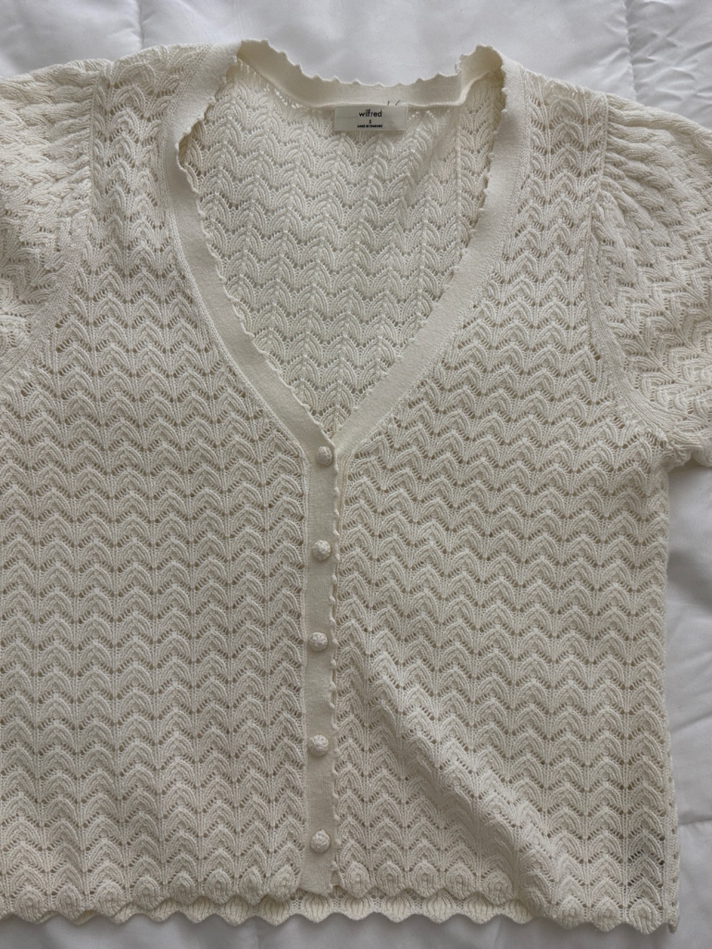 Aritzia Cotton Charm Fika Cardigan in Light Birch